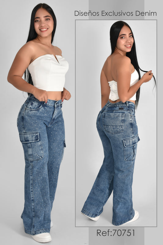 JEANS DAMA BRILLOS - REF 70751
