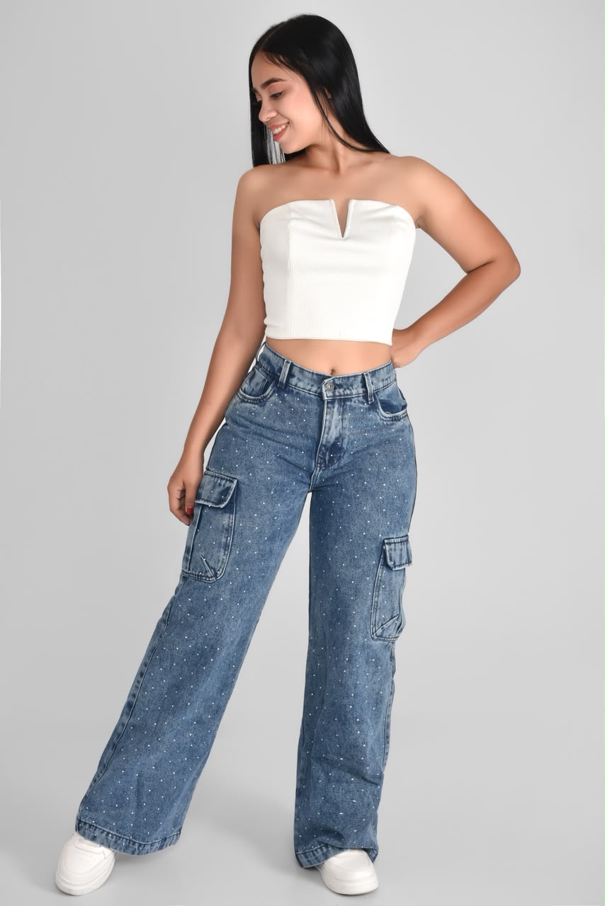 JEANS DAMA BRILLOS - REF 70751